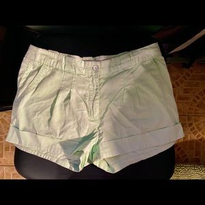 Mint green linen shorts